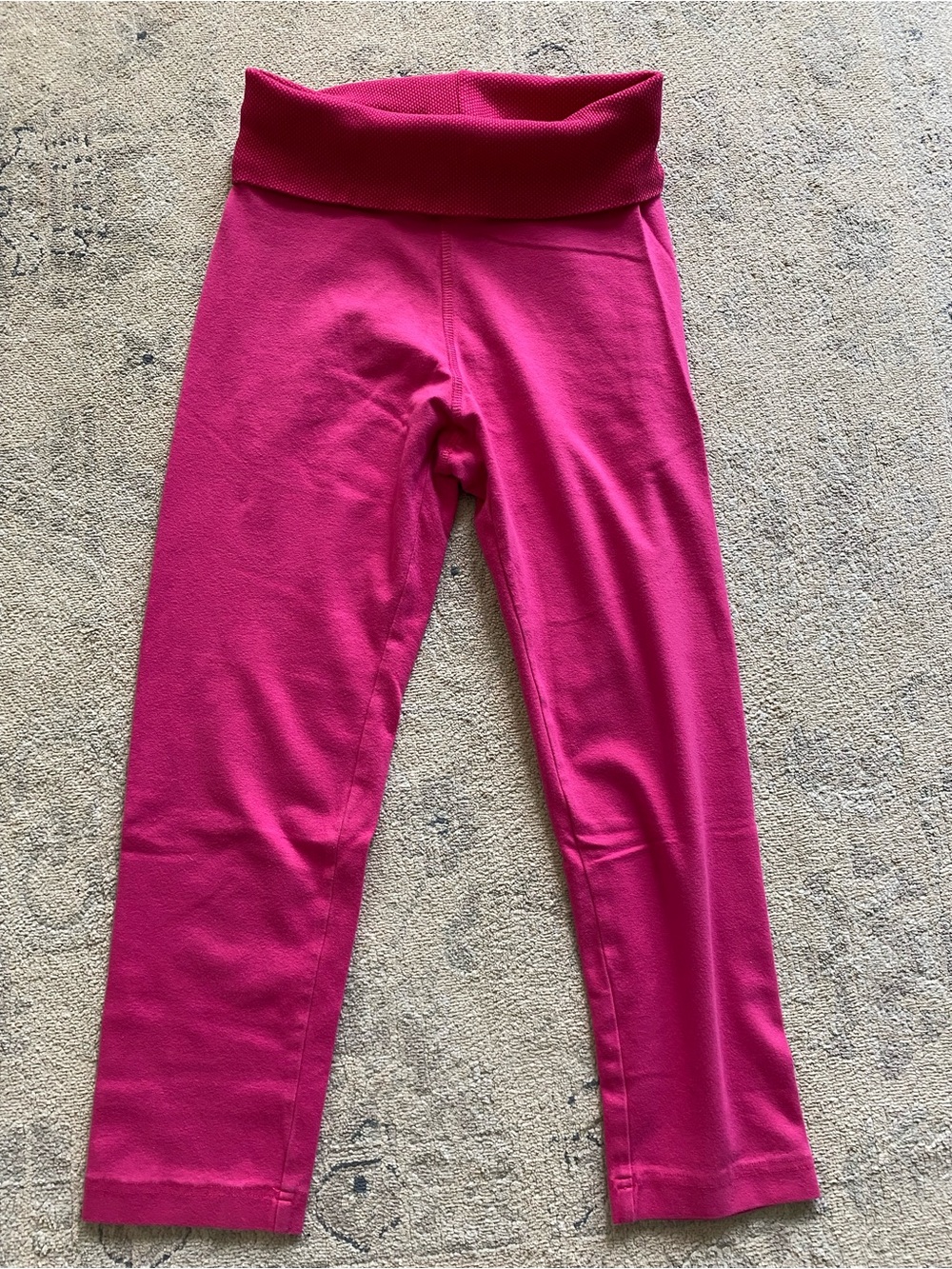 Hard Tail Foldover Cropped Leggings Small Pink Cotton Blend